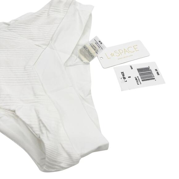L*Space Court Bitsy Bikini Bottom White High Waisted Ribbed Size Small NWT - Picture 7 of 9